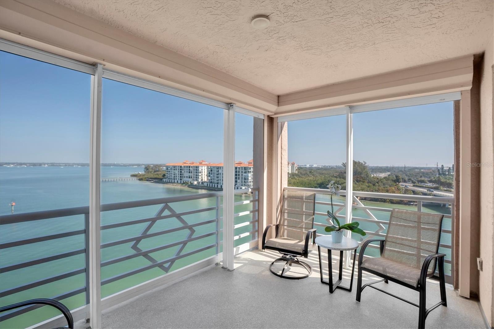 Balcony with water view