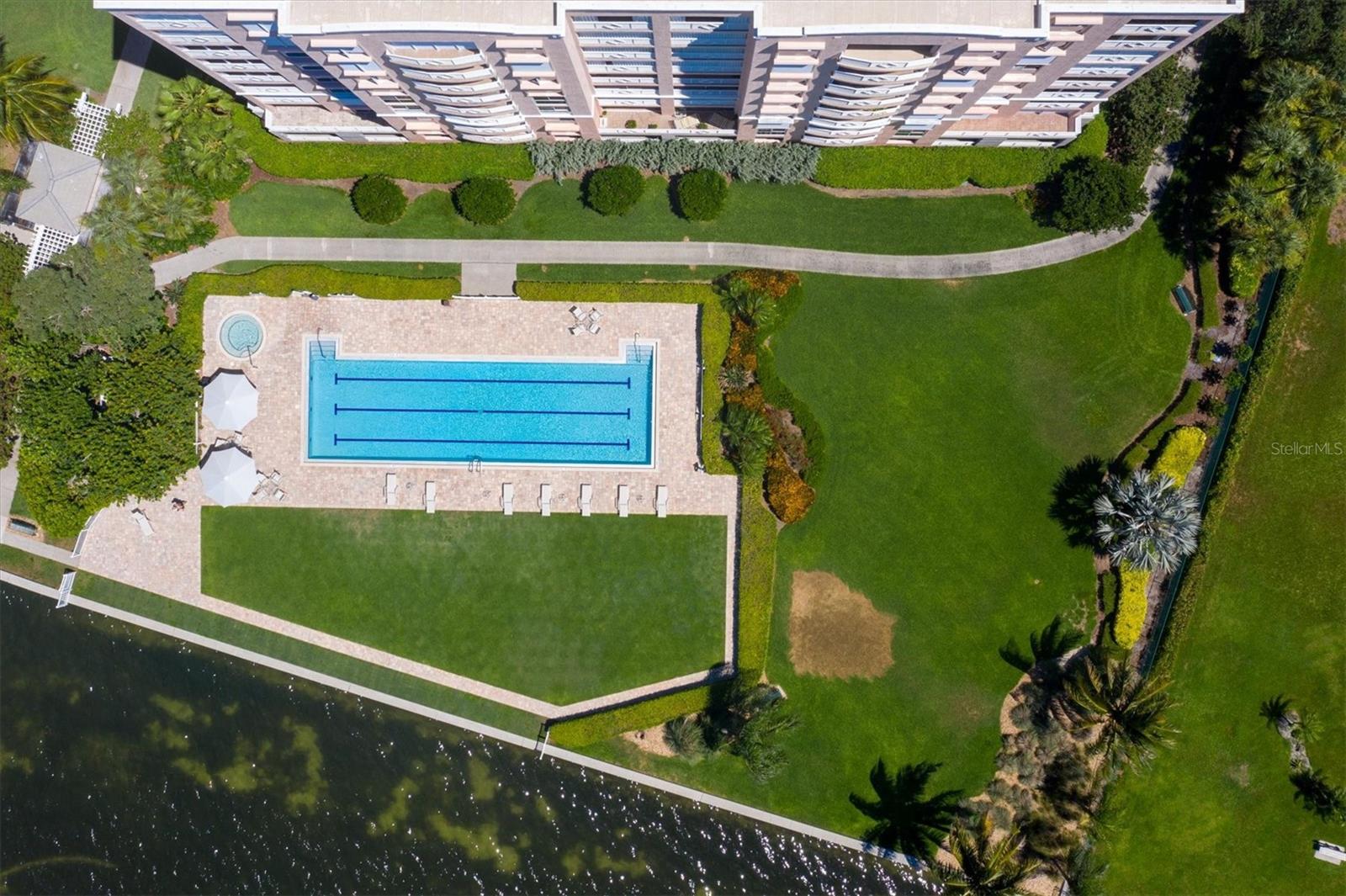 Aerial view of community pool