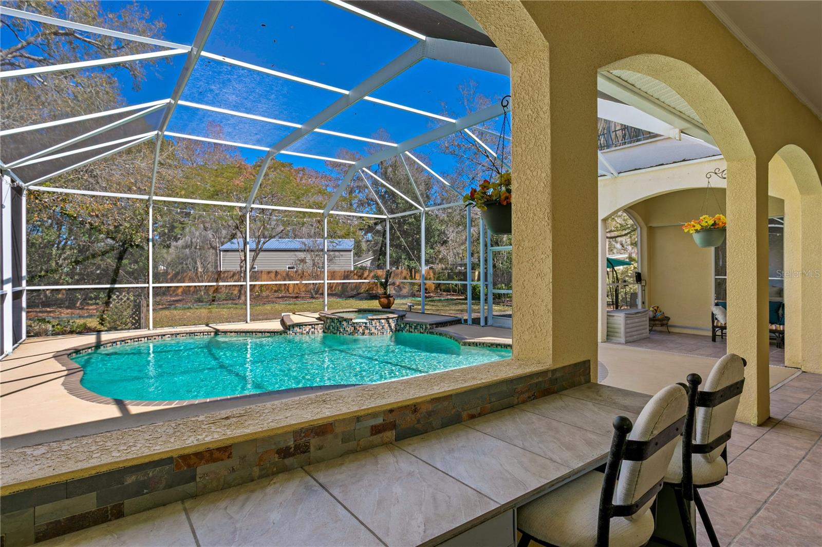 Outdoor Bar overlooking Pool and Spa