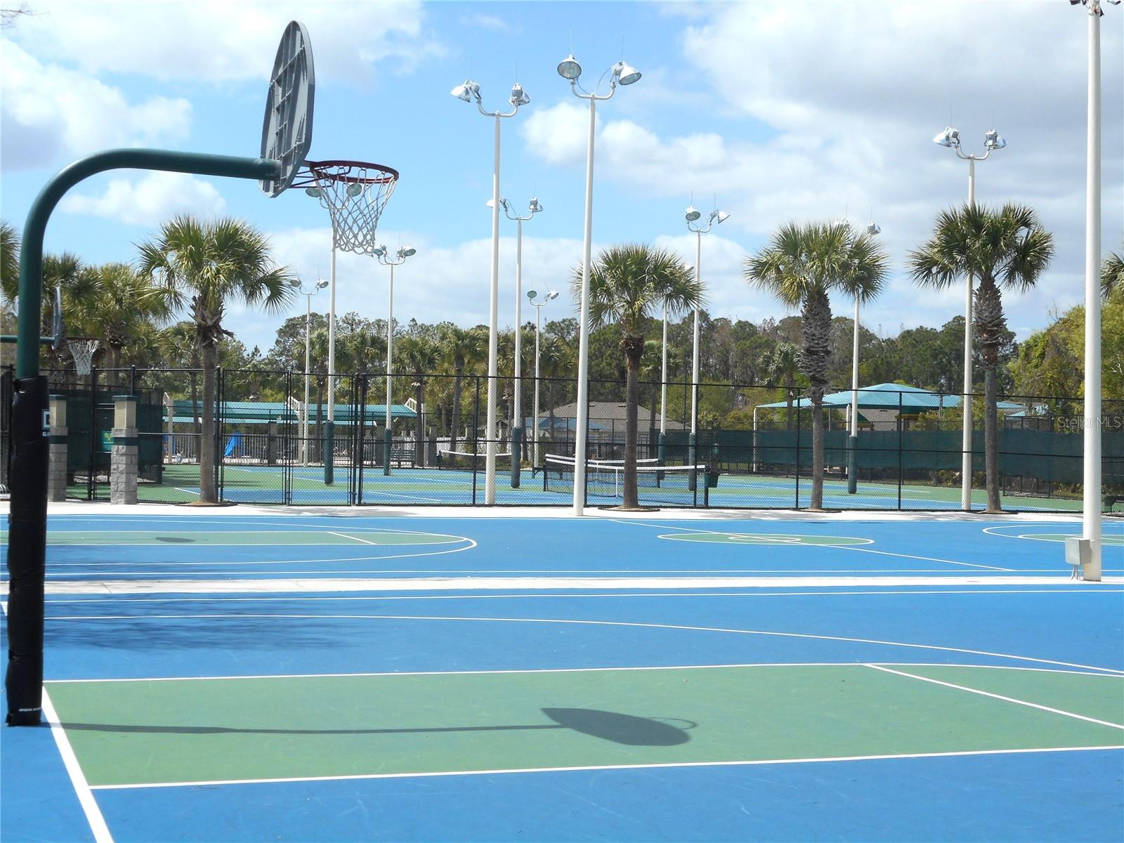 Lighted Basketball and Tennis courts