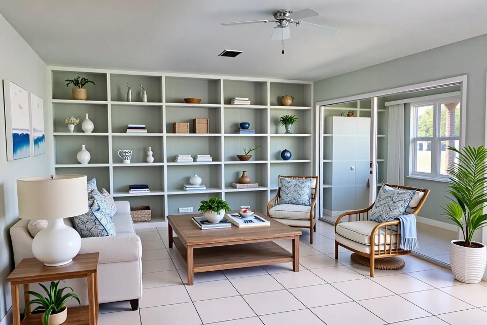 living room-staged option items not included