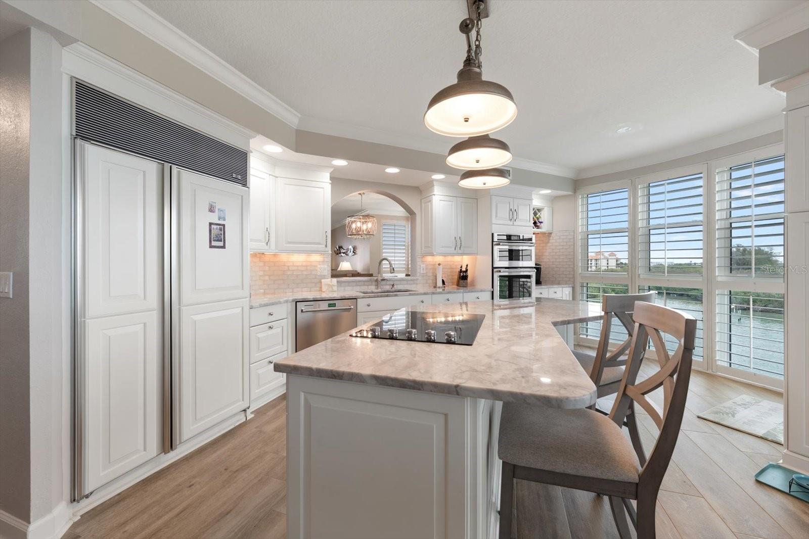 Another view of the kitchen.  Note the subzero refrigerator has cabinet quality doors