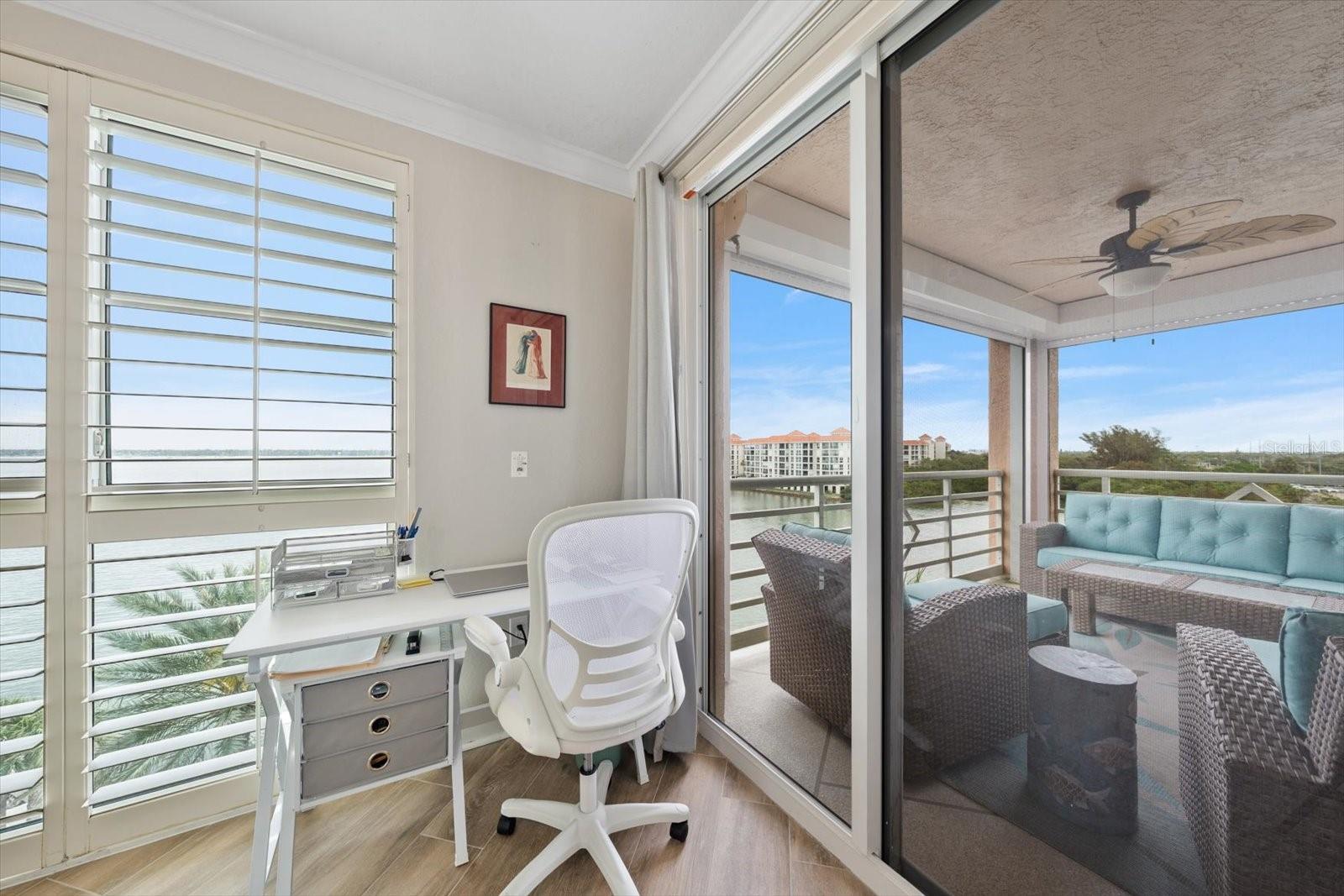 This corner serves the current owners as a desk - nice to watch life outside while working!