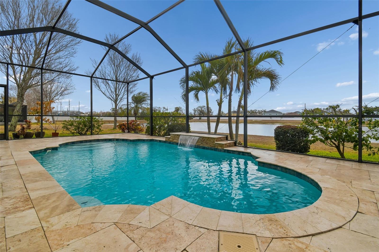 Heated Pool with Travertine Deck