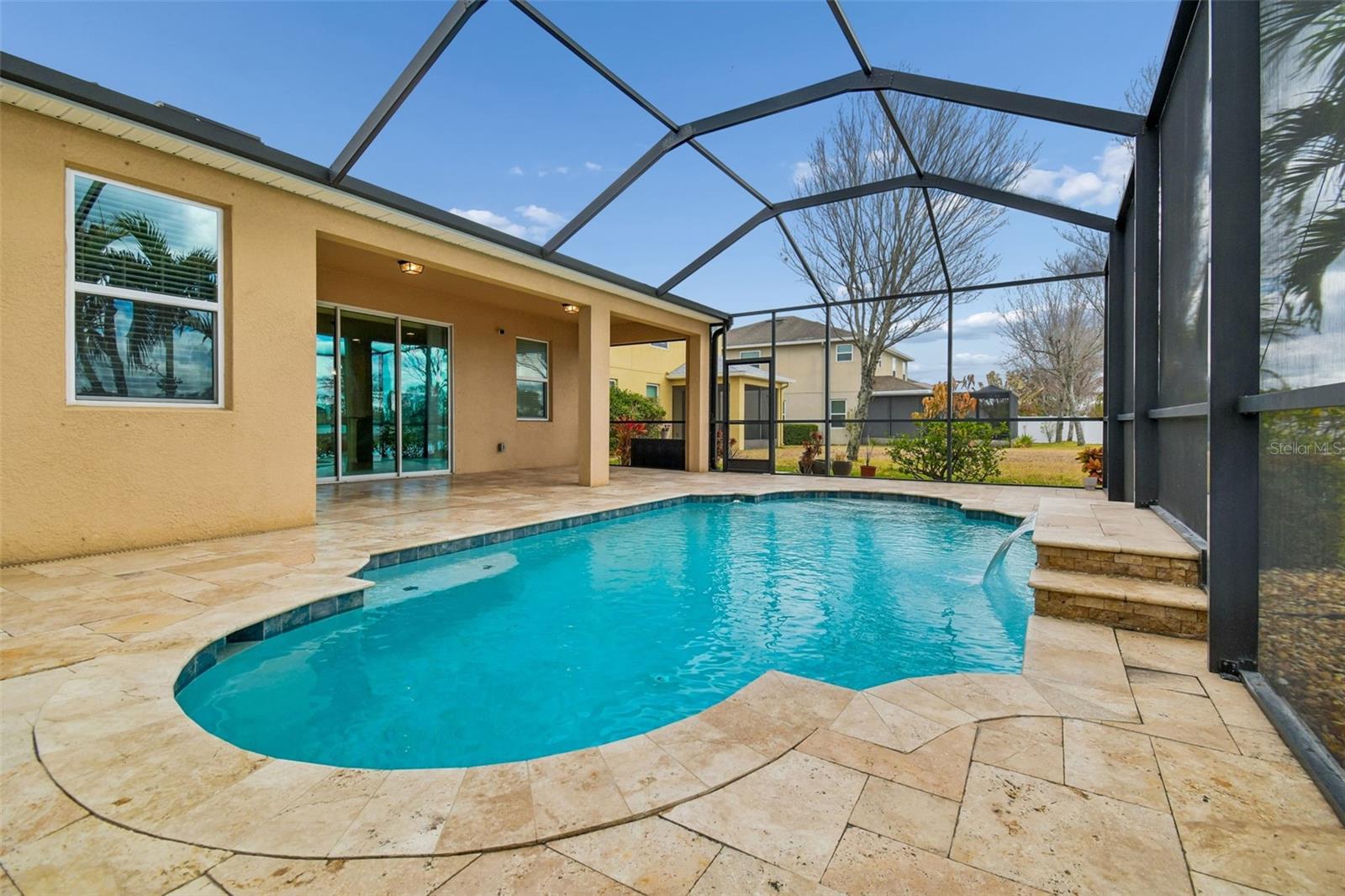 Heated Pool with Travertine Deck