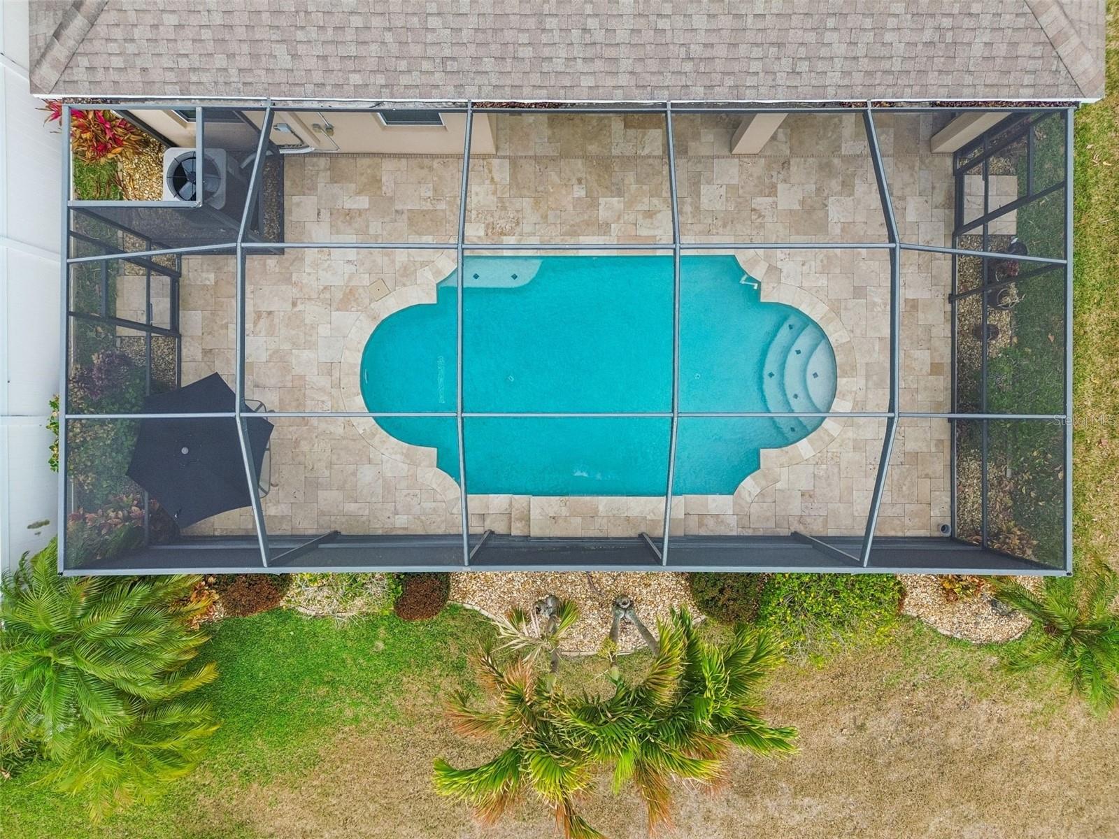 Heated Pool with Travertine Deck