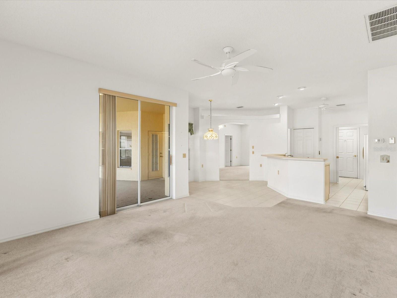 Living room into kitchen