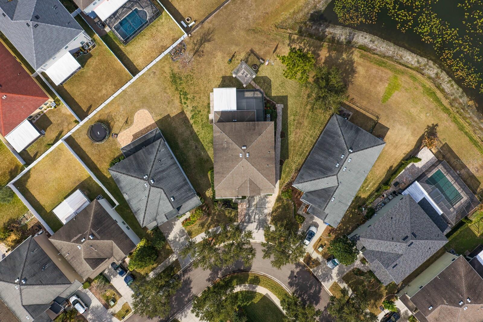 Aerial view of backyard