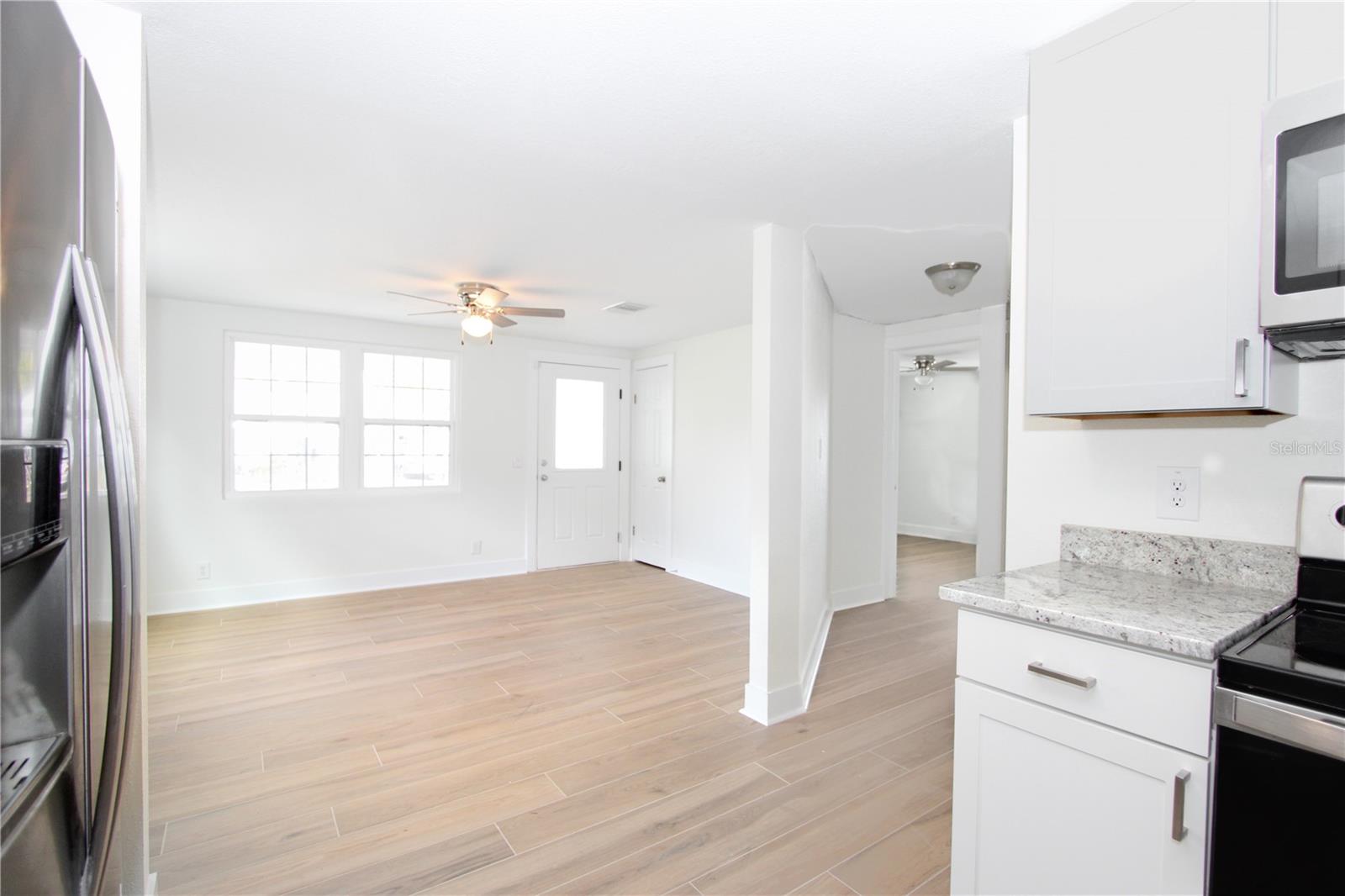 Kitchen with Hall/Living Room View