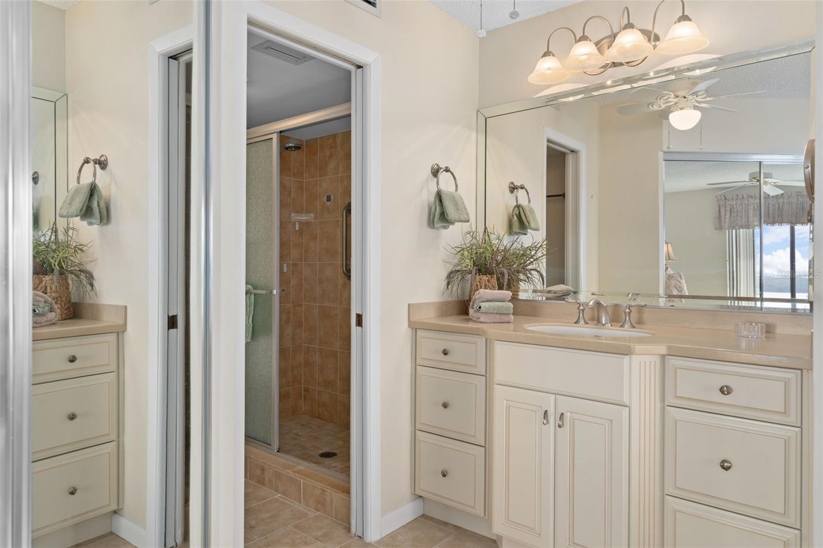 Master bath with updated vanity, tops and shower