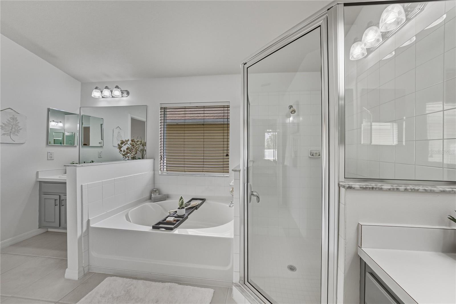 Primary Bath with Large Garden Soaking Tub and Separate Shower