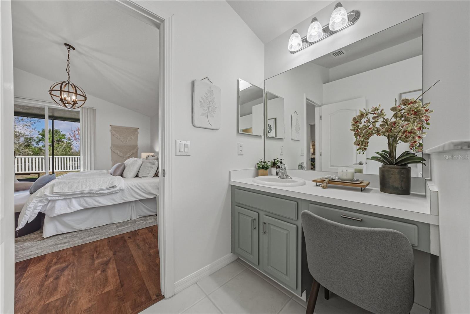 Primary Bath with Large Vanity with Makeup Area