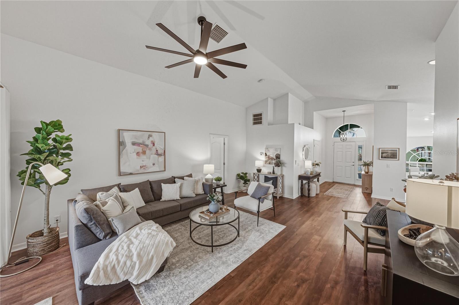 Family Room with New Ceiling Fan