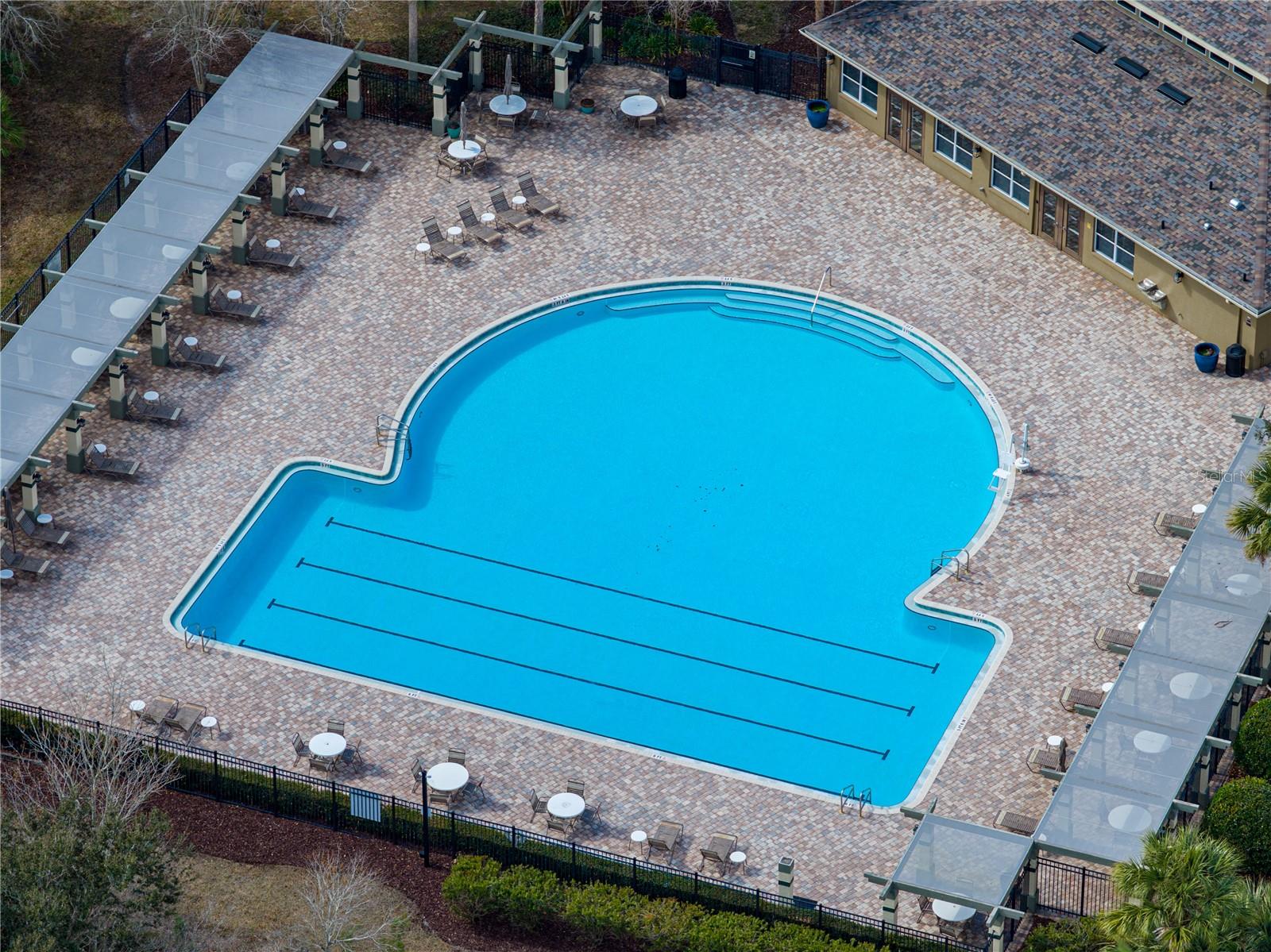 Community Pool with Swim Lanes and Covered Area