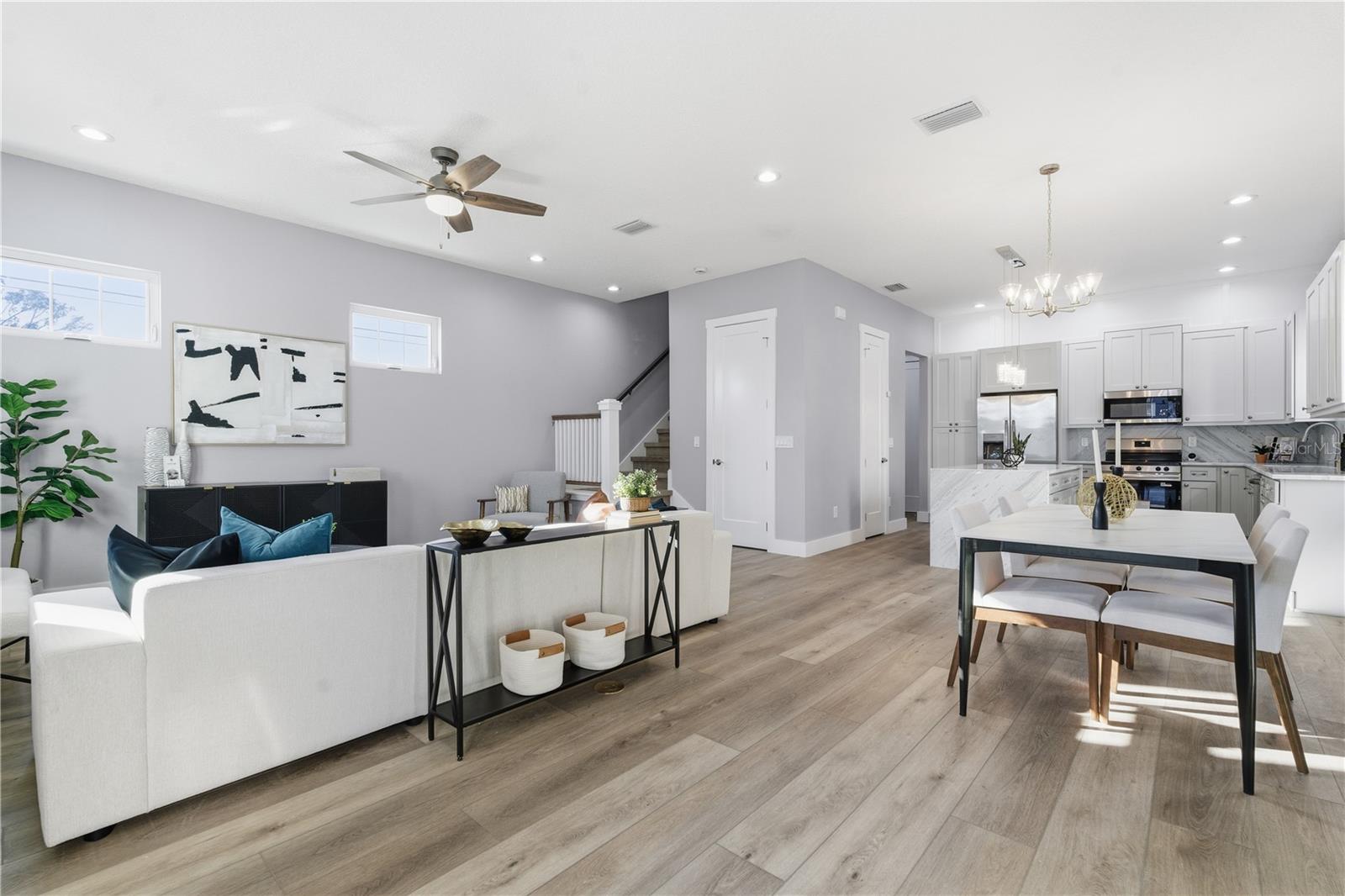 First Floor Great Room Features Double Cast Closets, 10' Ceilings and Windows On 3 Sides