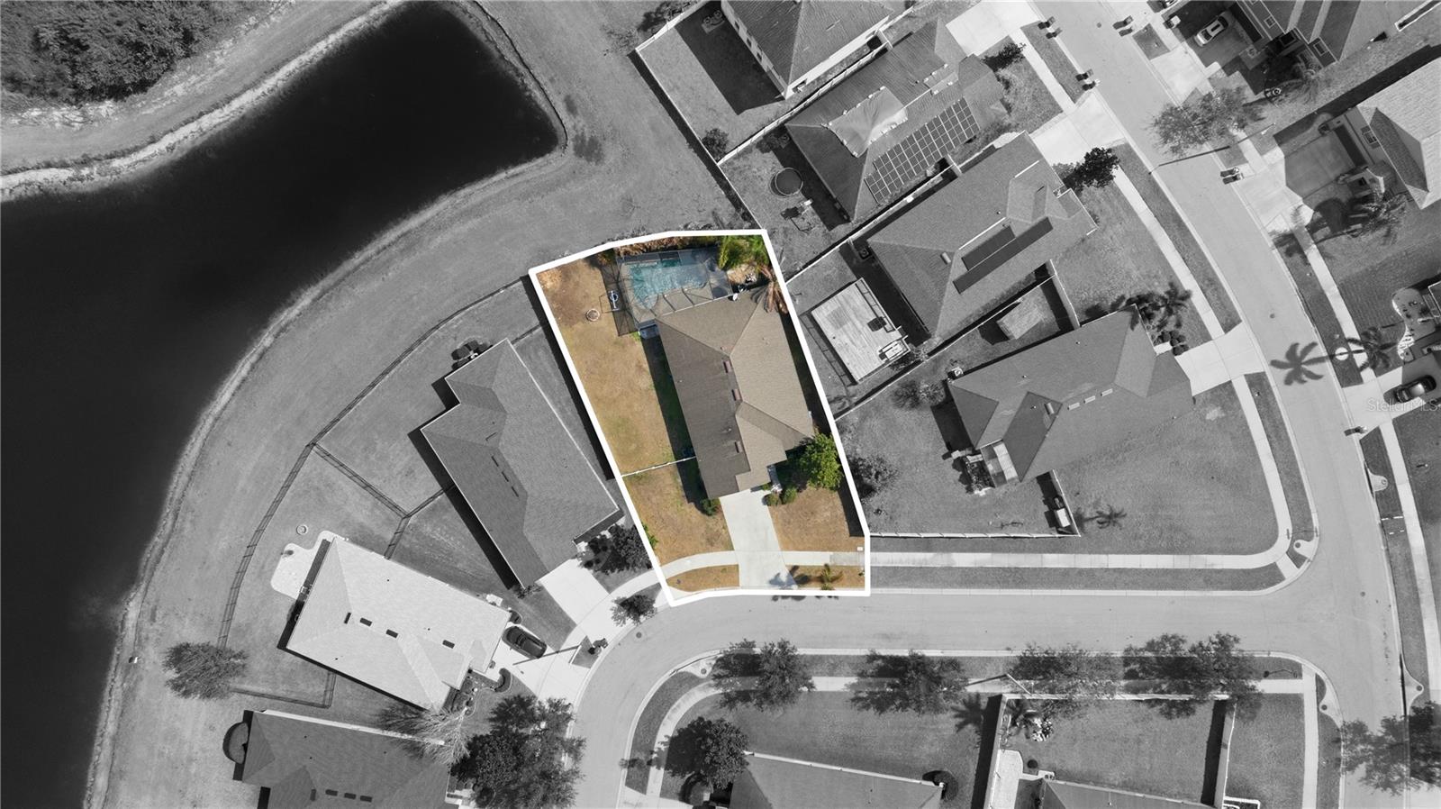 Aerial showing large lot