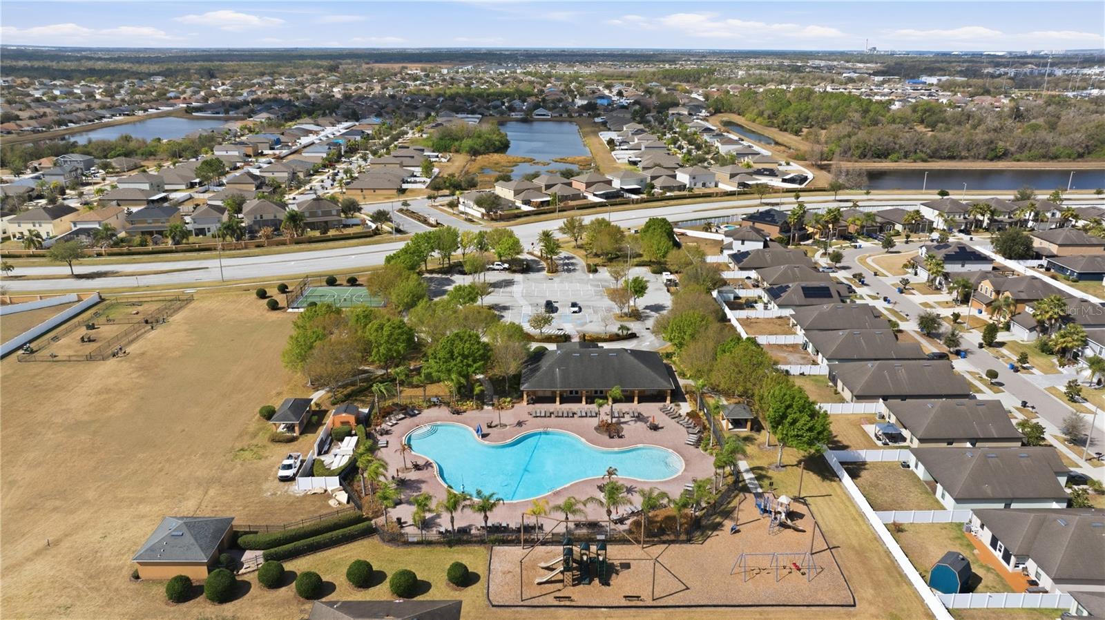 Community pool, basketball court, dog park