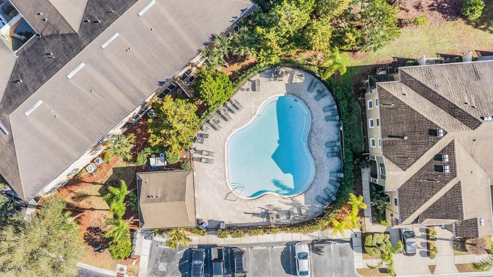 sparkling community pool just steps away from the front door