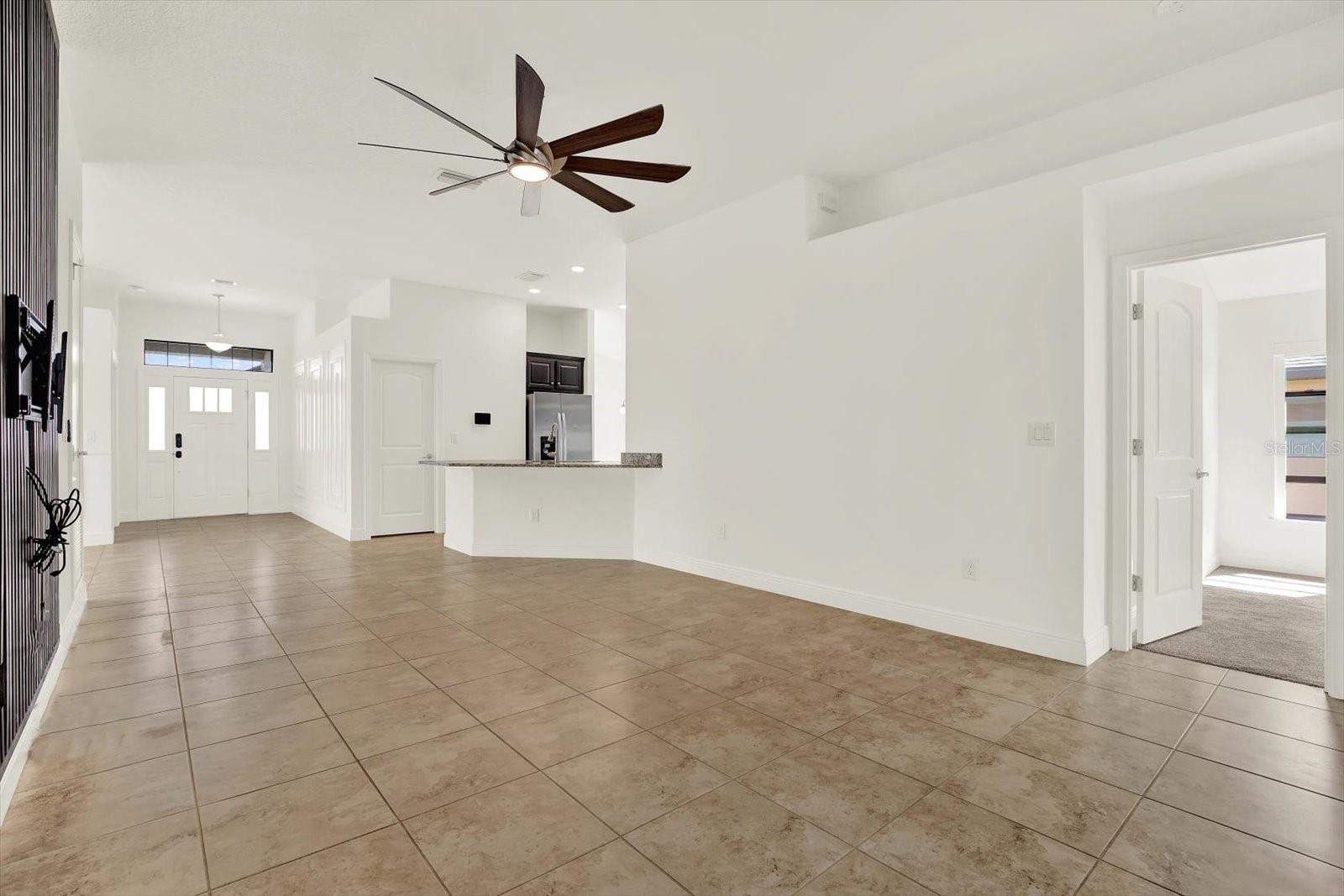 Tile flooring throughout all of the living areas