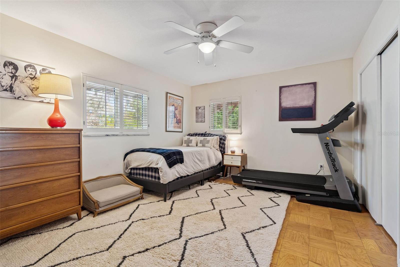 Bedroom #3 w/Parquet Flooring & Plantation Shutters