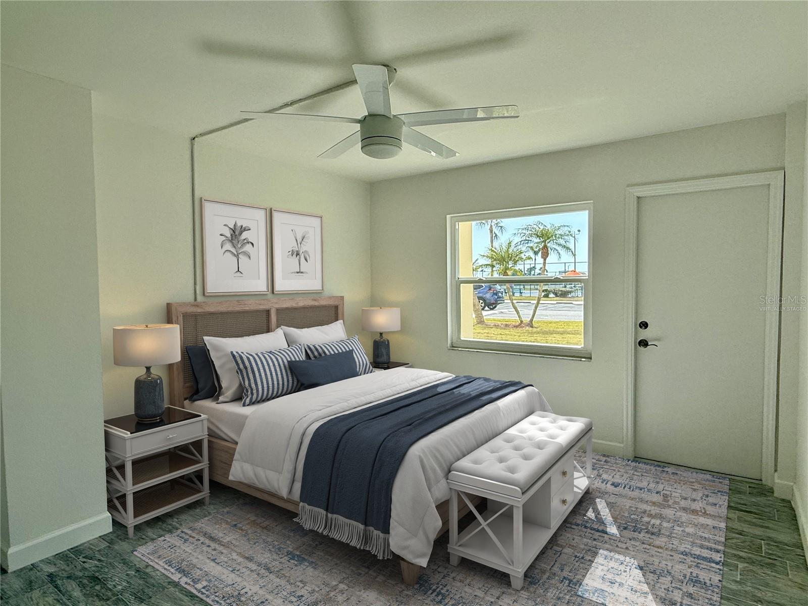 Large 14x11 bedroom with tile flooring.