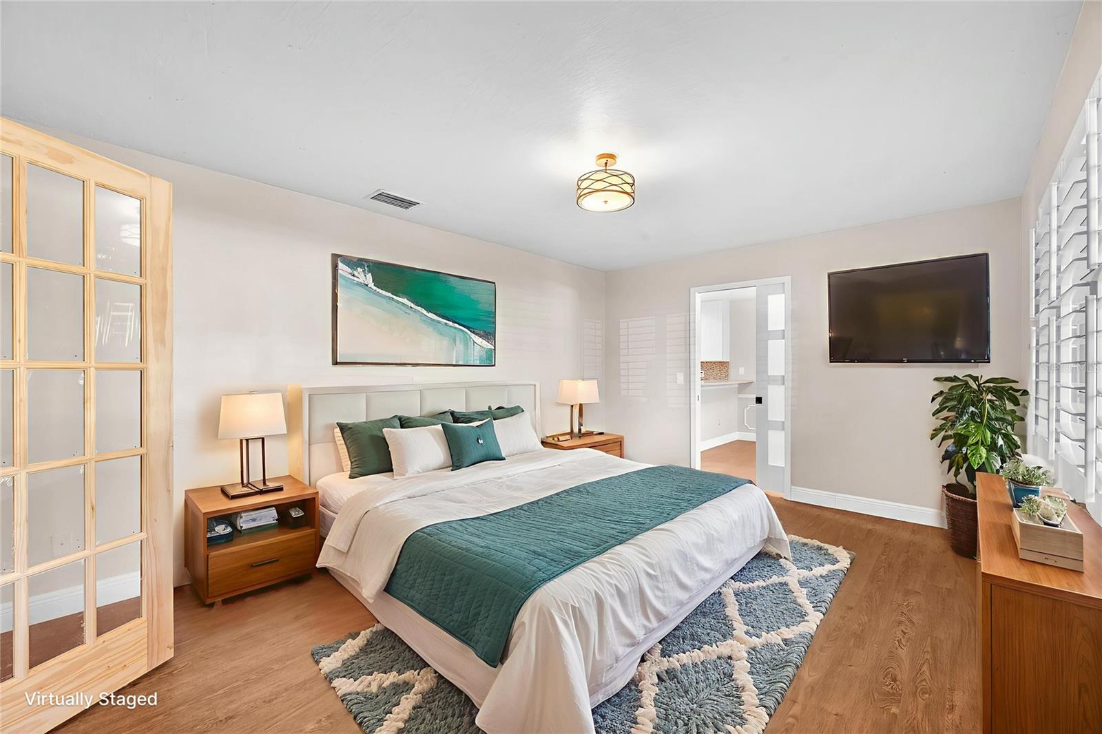 Flex space staged as a bedroom.