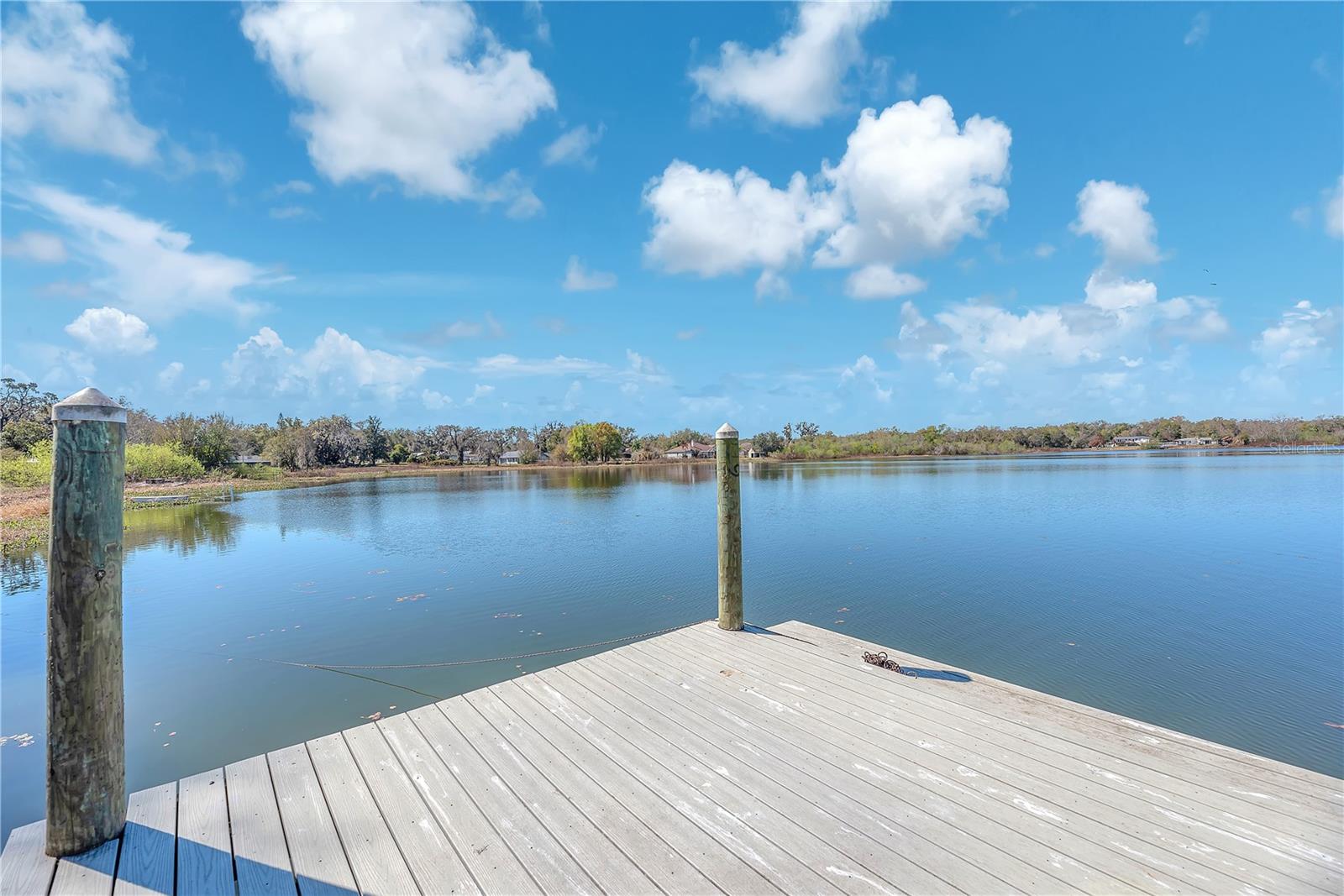 The 12' x 15' private composite dock has a lower step down platform for easy kayak launching and fishing.