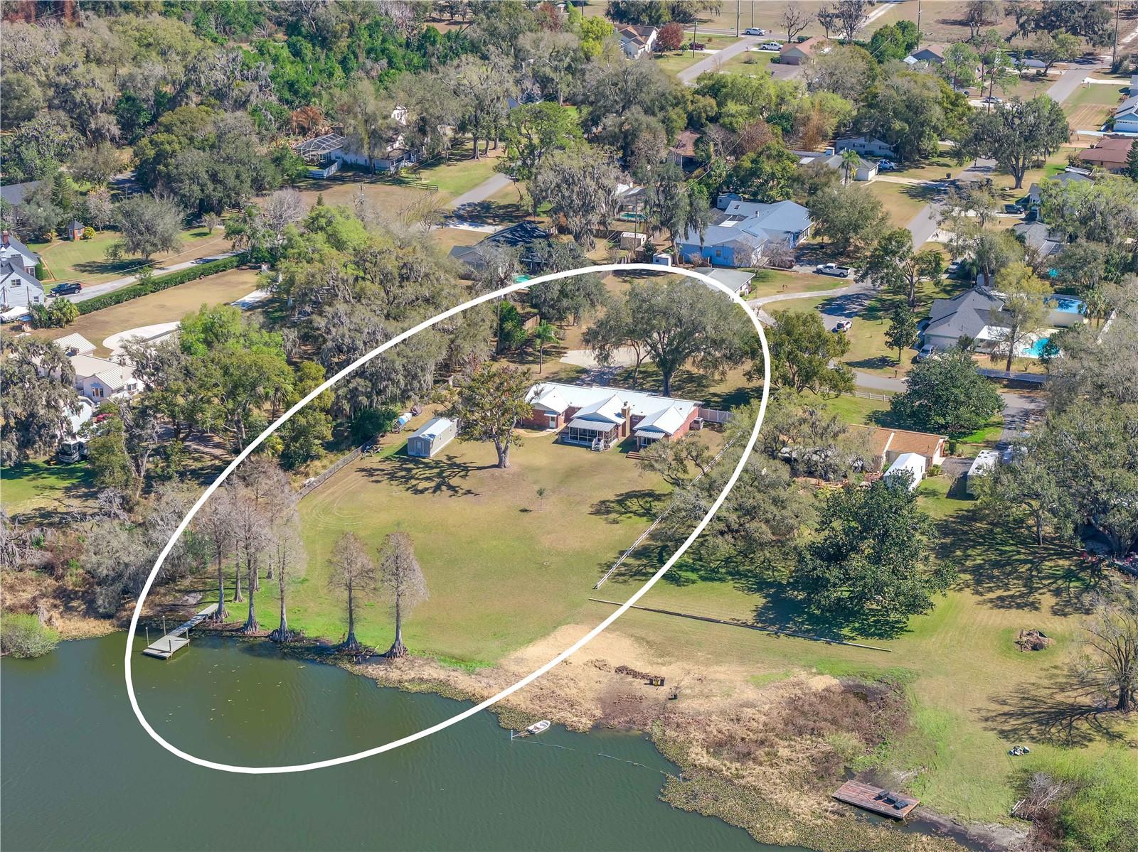 Aerial View of 1.1 acre lot on a peaceful cul-de-sac in the desirable Valrico Lake Estates