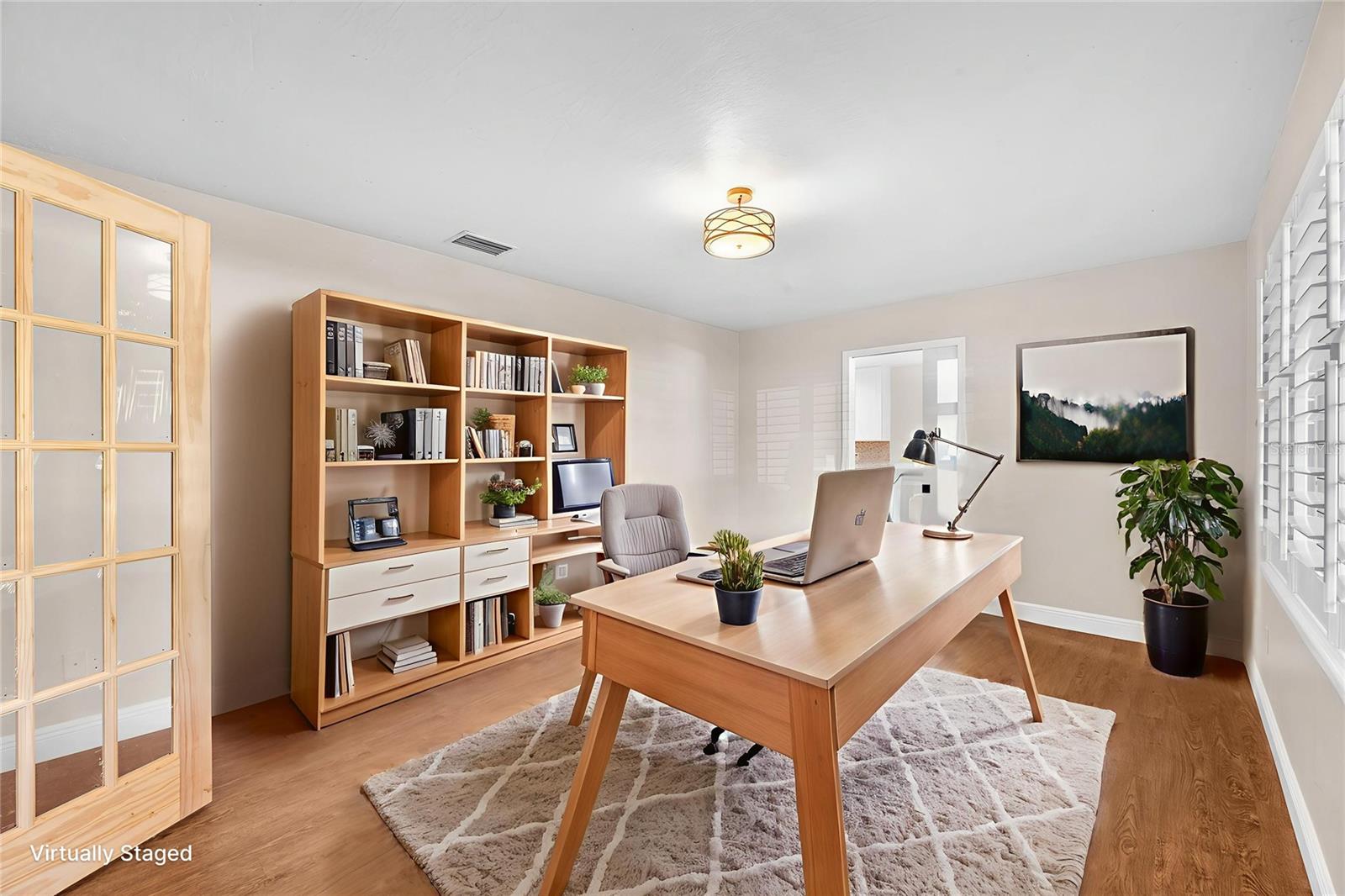 Flex space staged as an office.