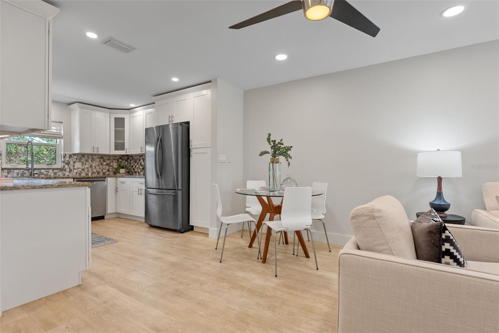 Large living room with space for dining table, desk, etc.