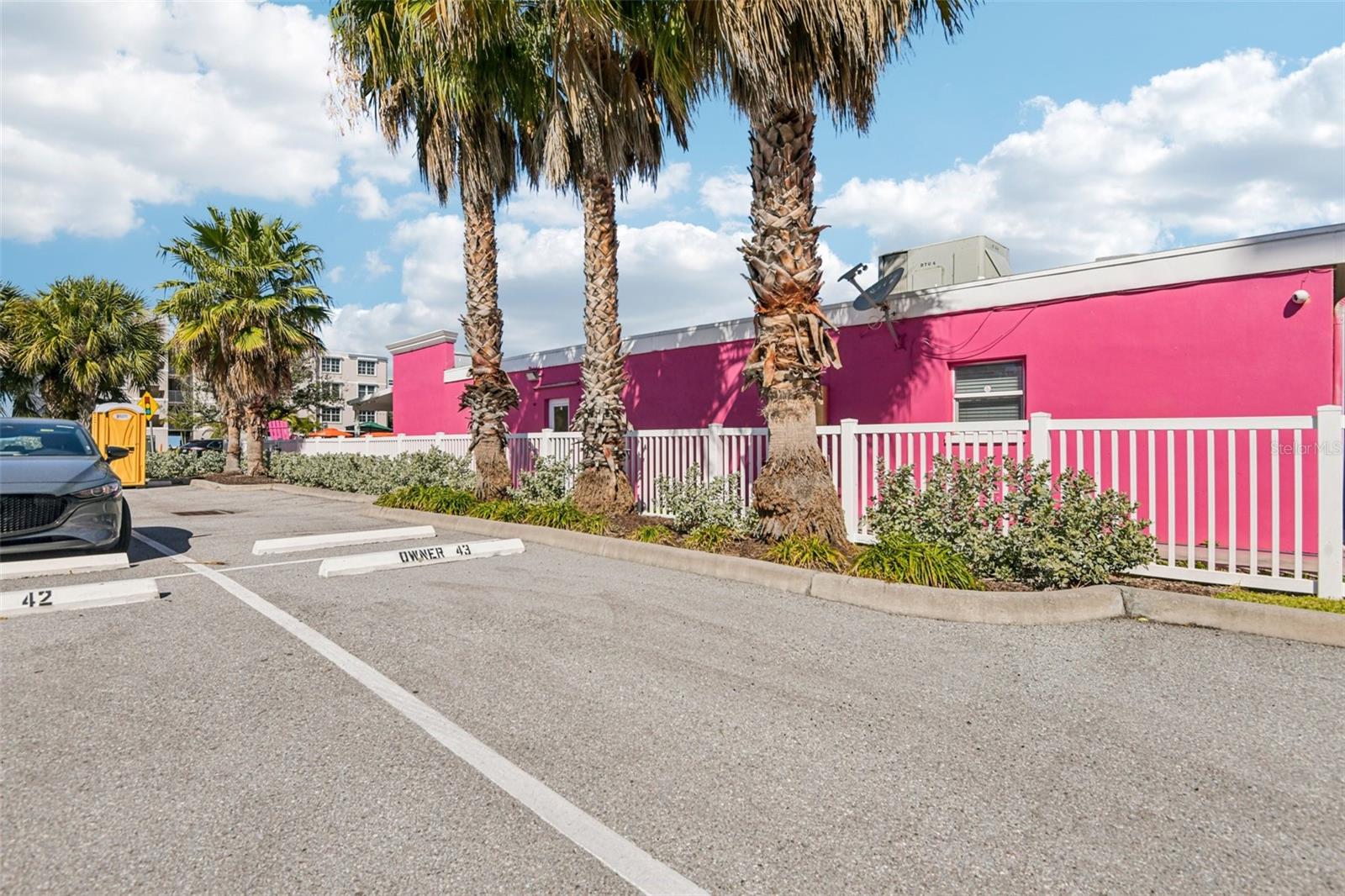 Assigned parking lot space #43.