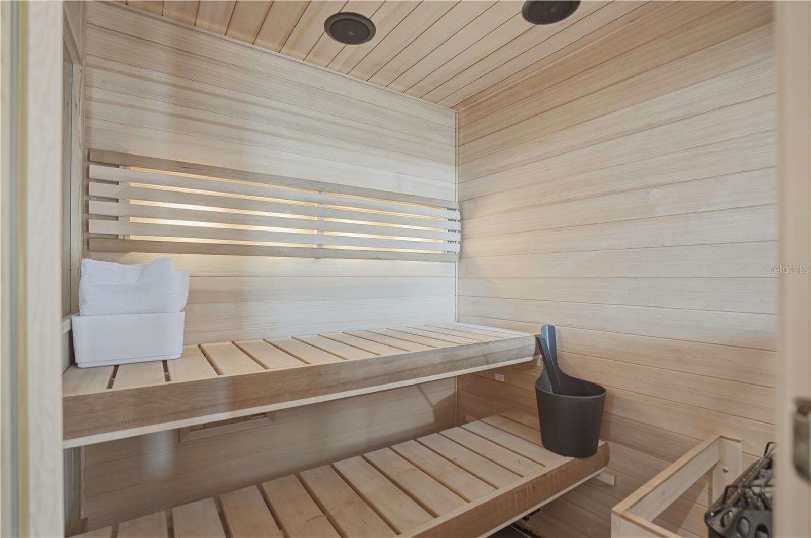primary suite spa bath with sauna