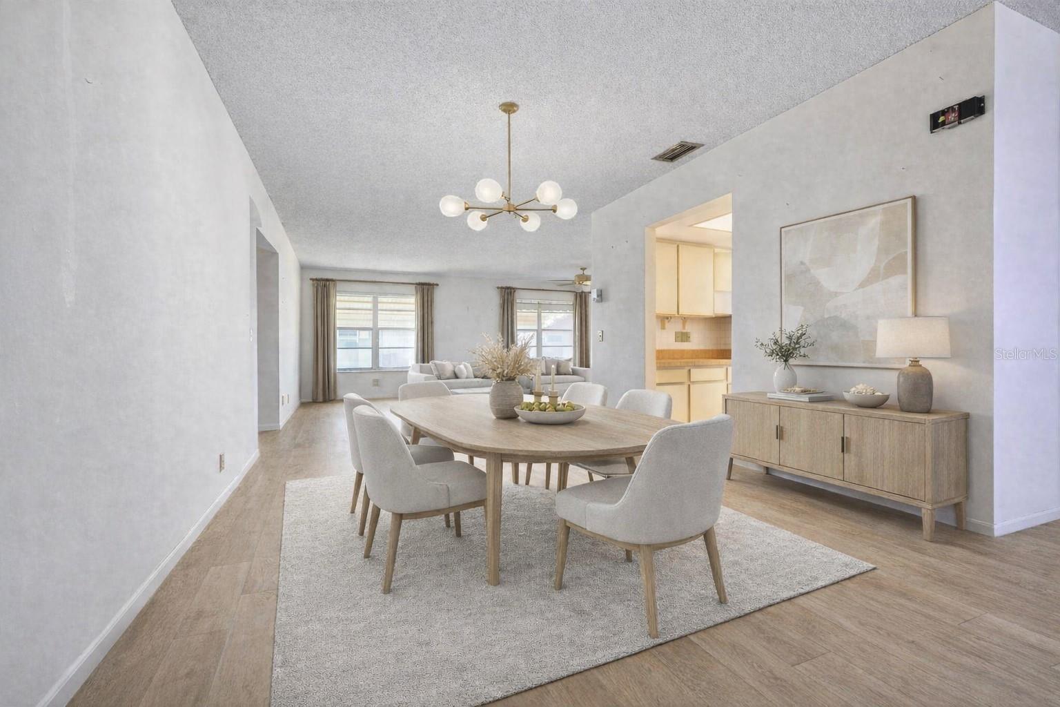 Virtual LVP flooring in dining room