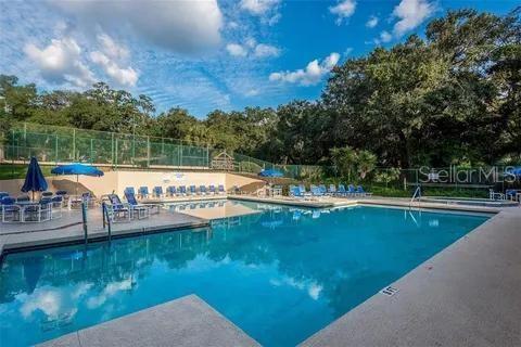 pool with heated hot tub