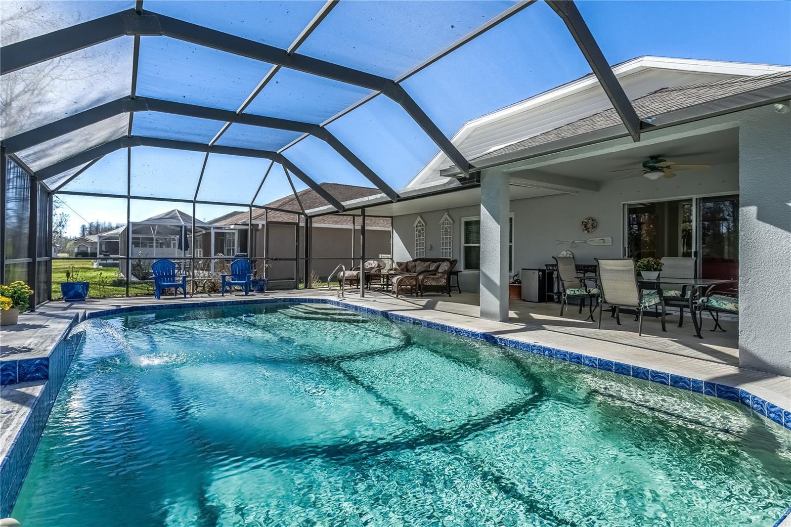 Private pool with waterfall