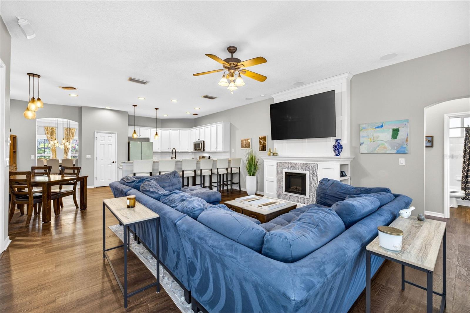 Family room looking back towards kitchen and breakfast nook area.