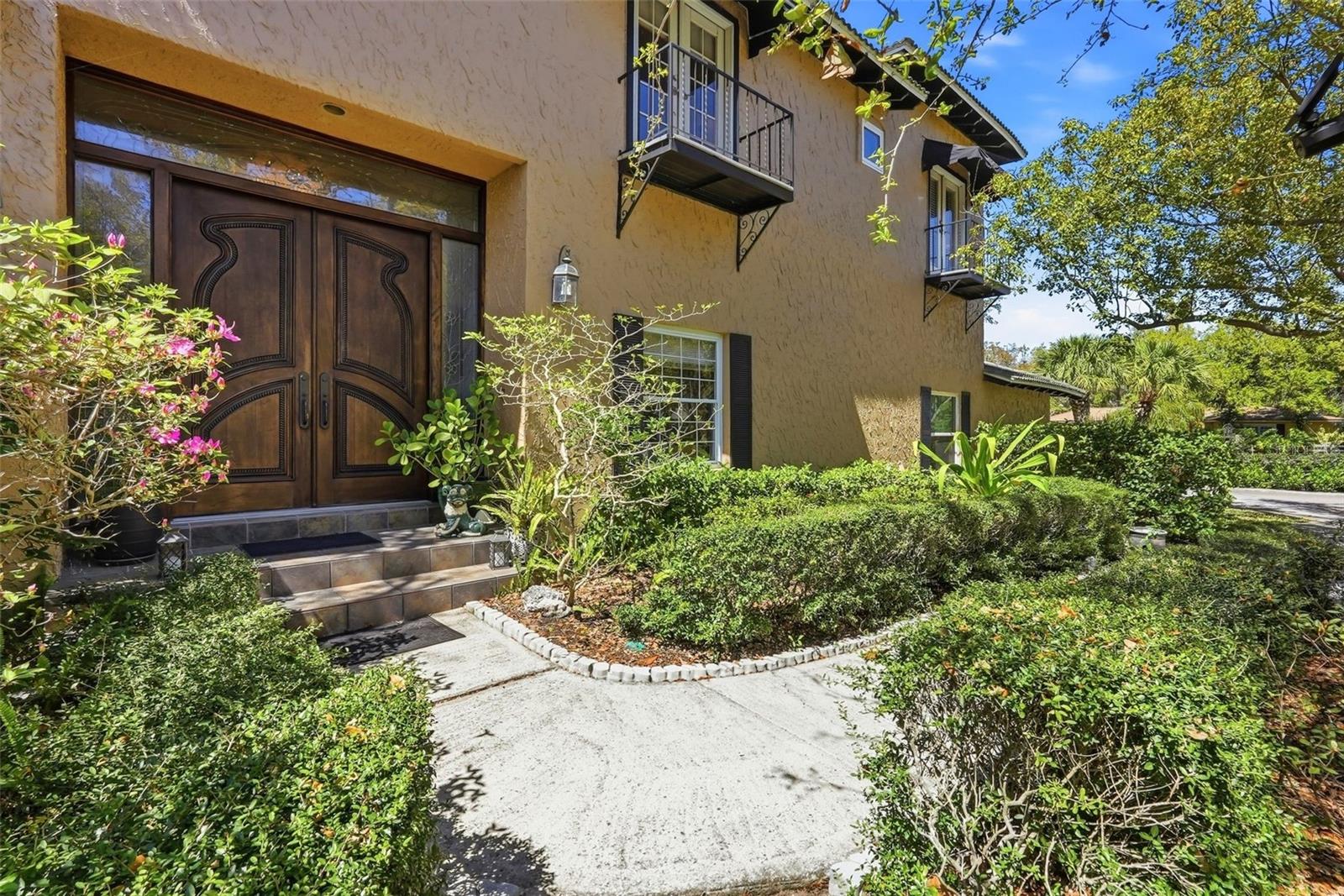 Custom made solid wood double door entry
