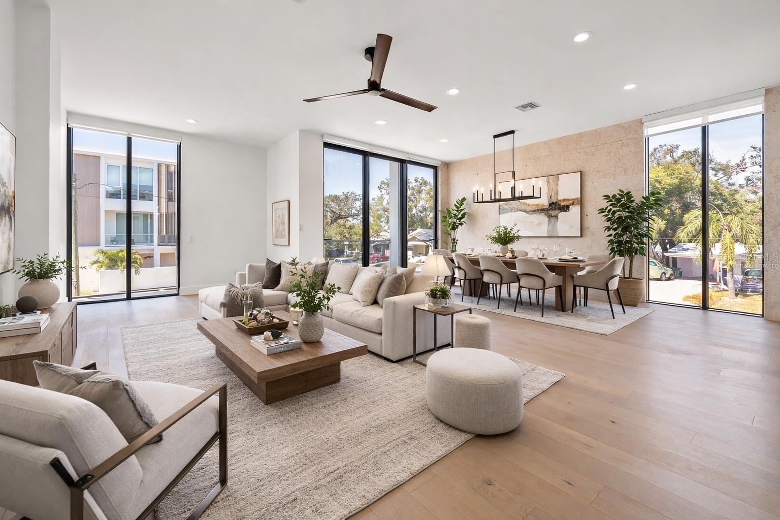 virtually staged living room / dining