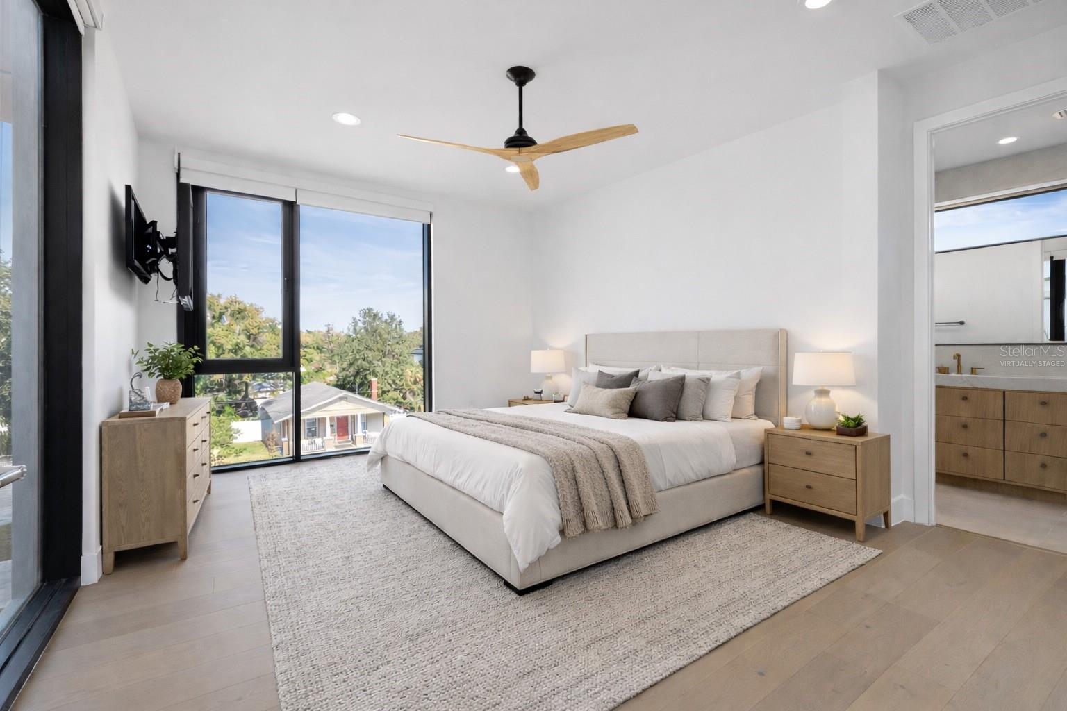 virtually staged primary bedroom