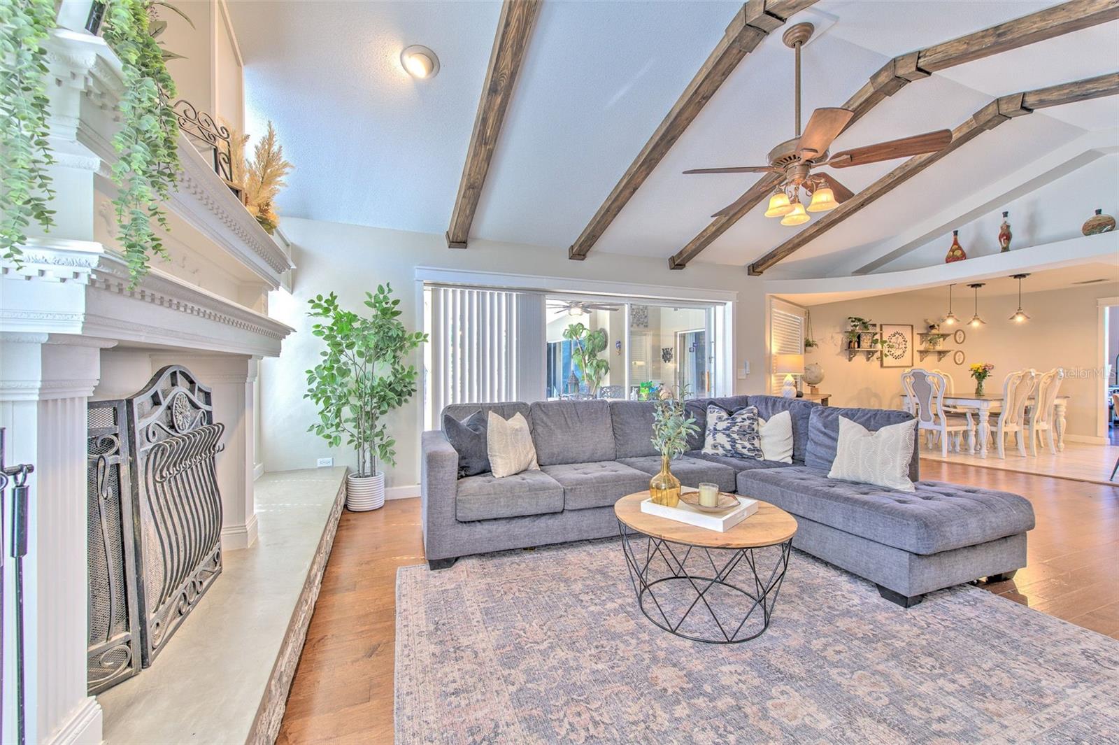 Family Room with Multiple Sliding Doors that Pocket, Leading to Lanai