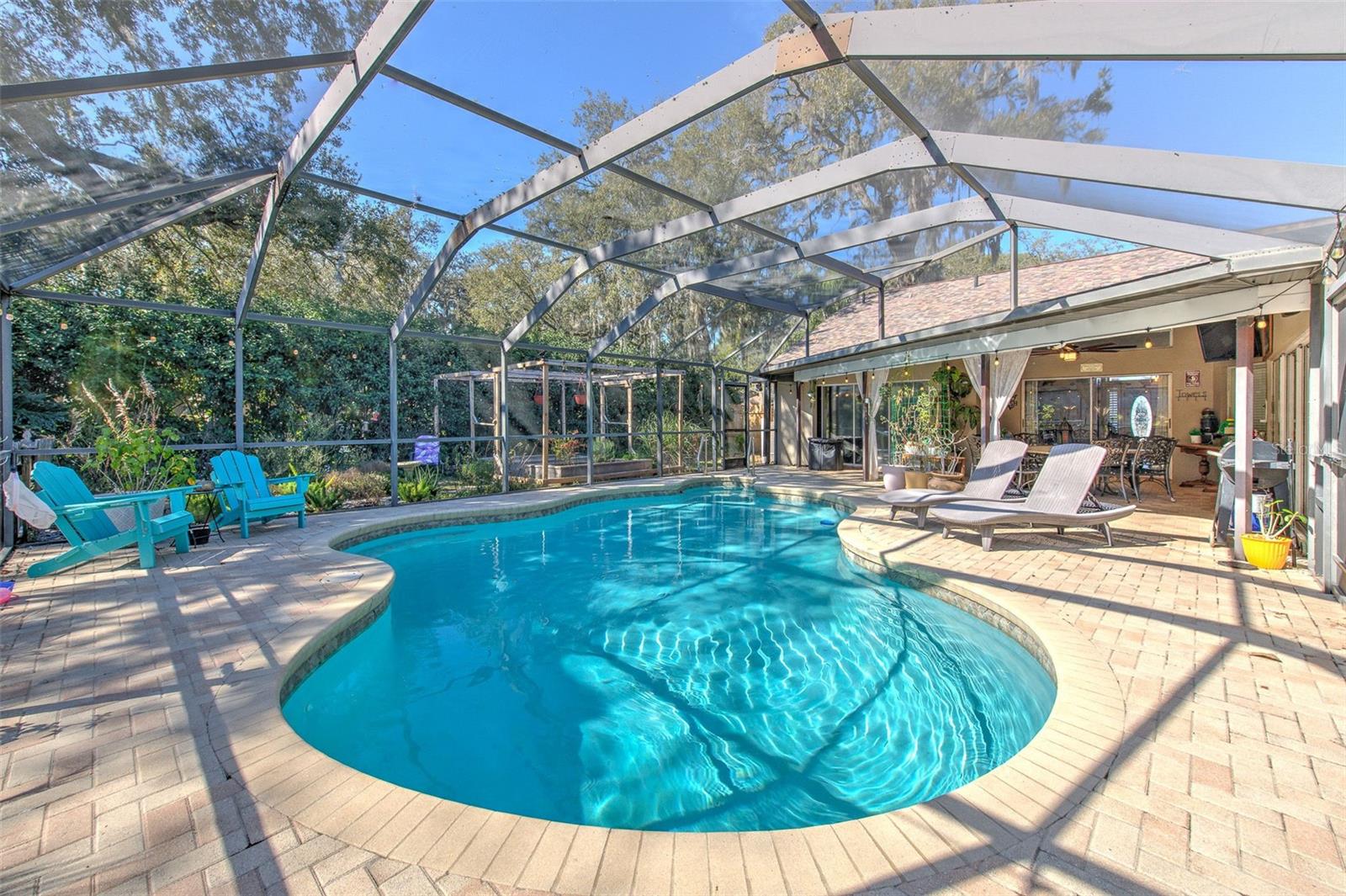 Pool with tons of sitting space around it