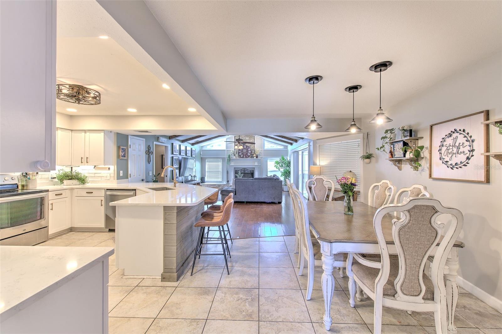 Dinette and Kitchen overlooking Family Room