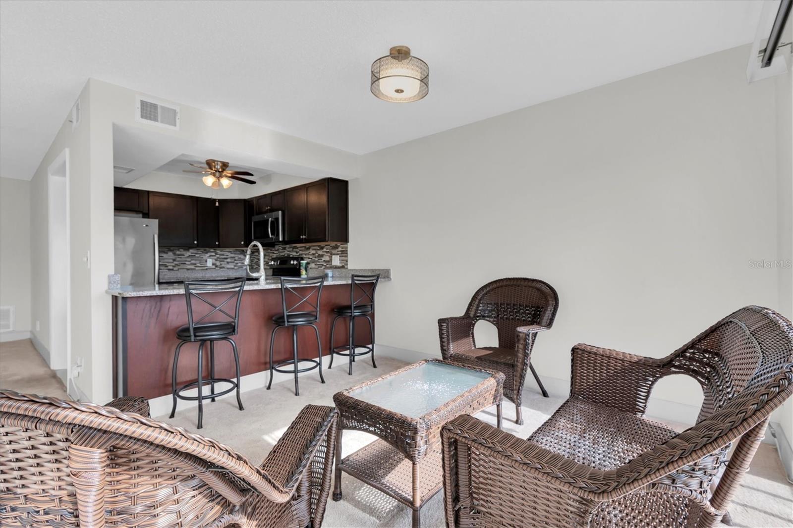 Sitting area and kitchen