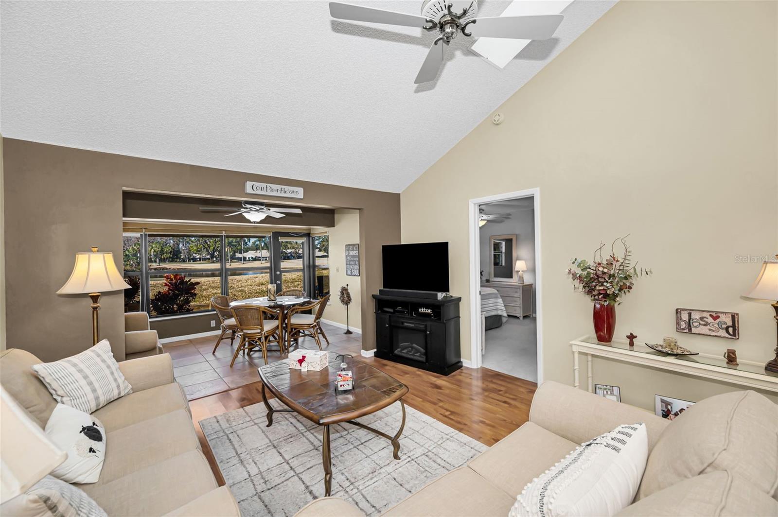 Living room into enclosed lanai
