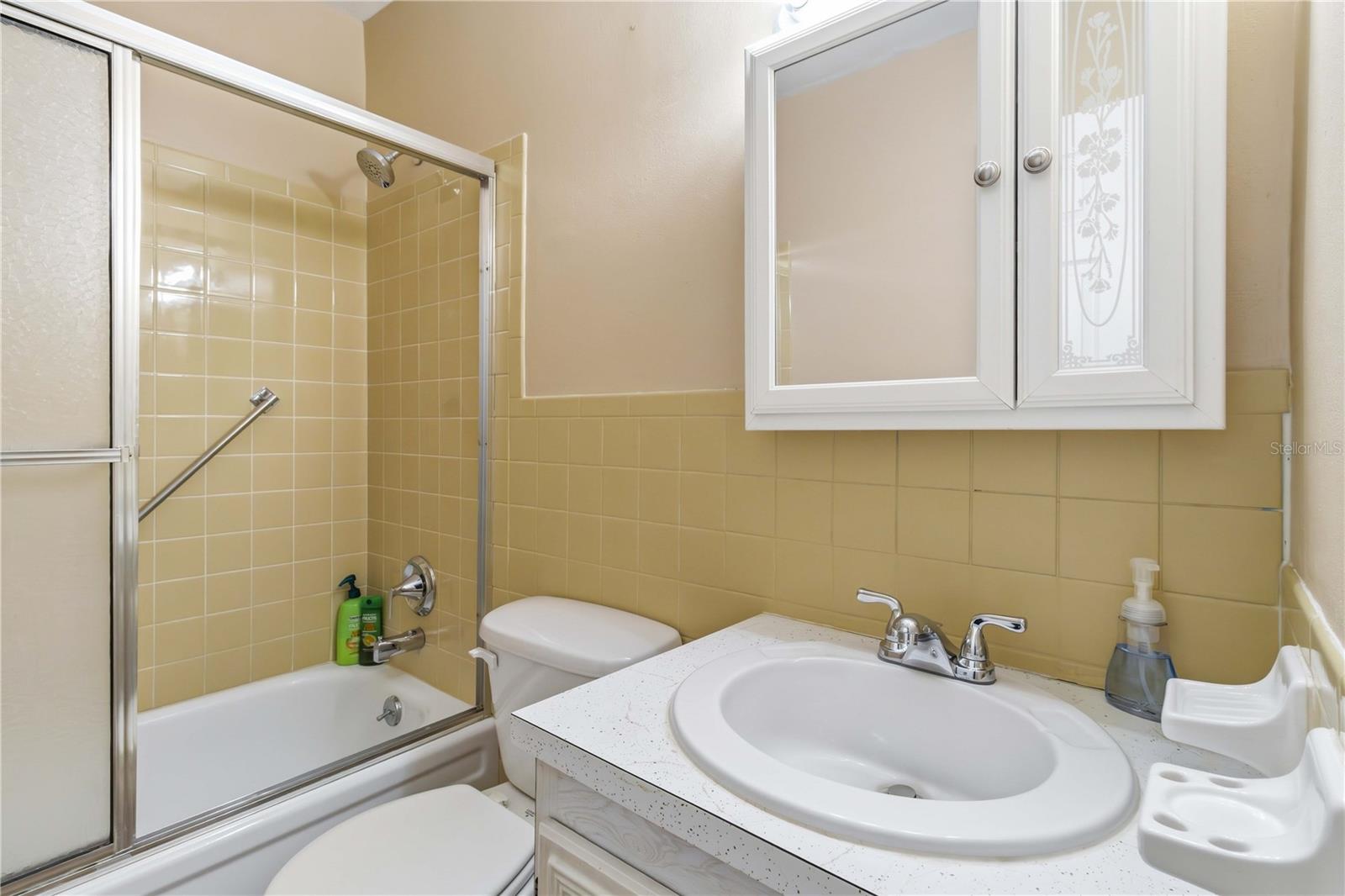 The hall bathroom has a bathtub.