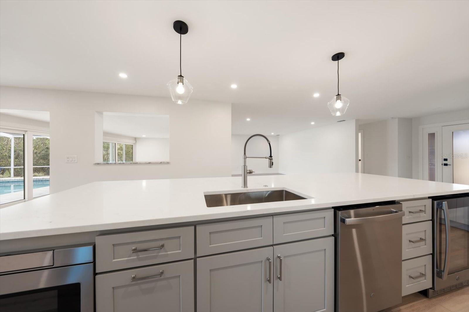 Drawer microwave and open floor plan