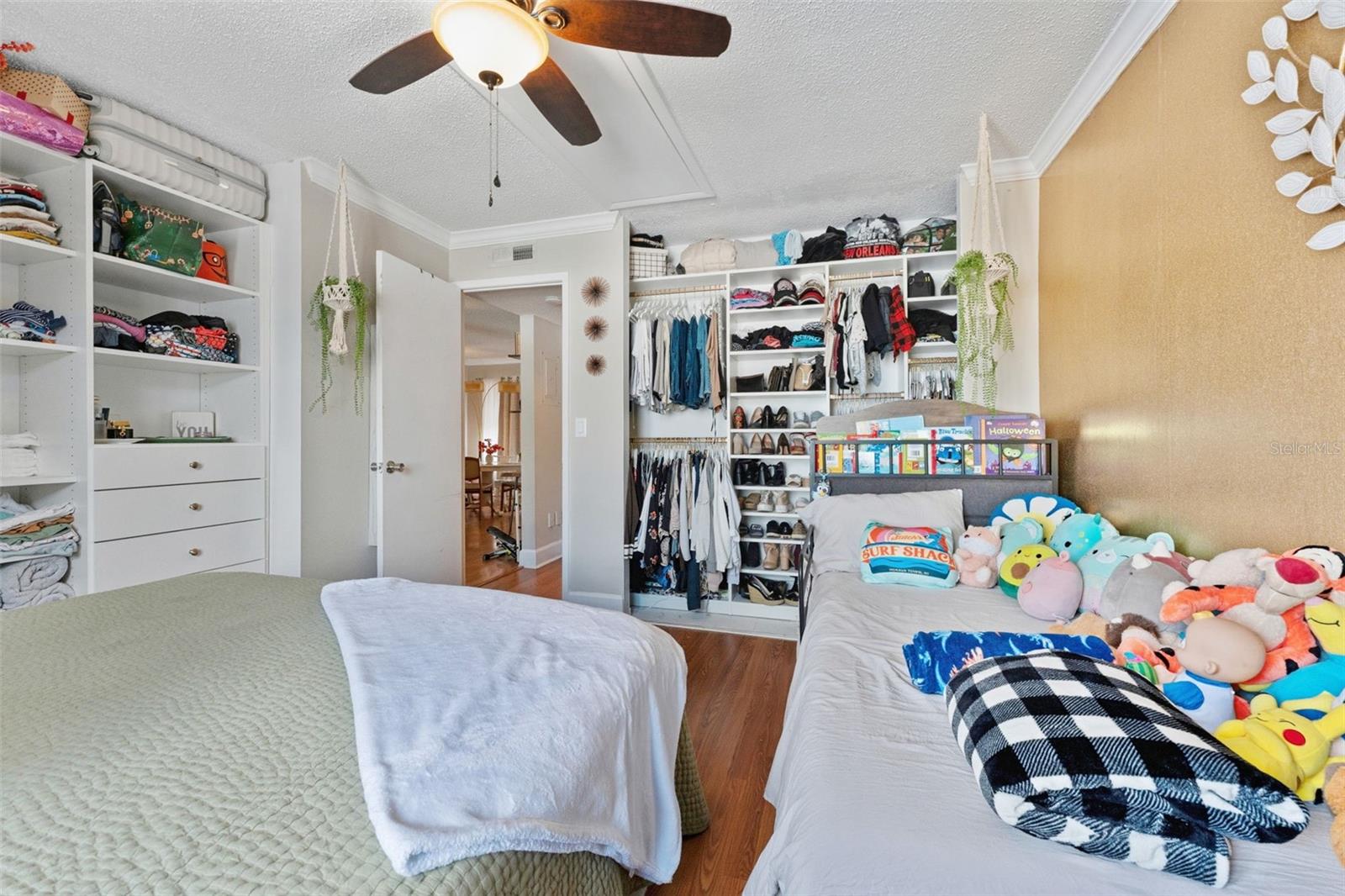 Thoughtfully designed closets maximize space and organization.