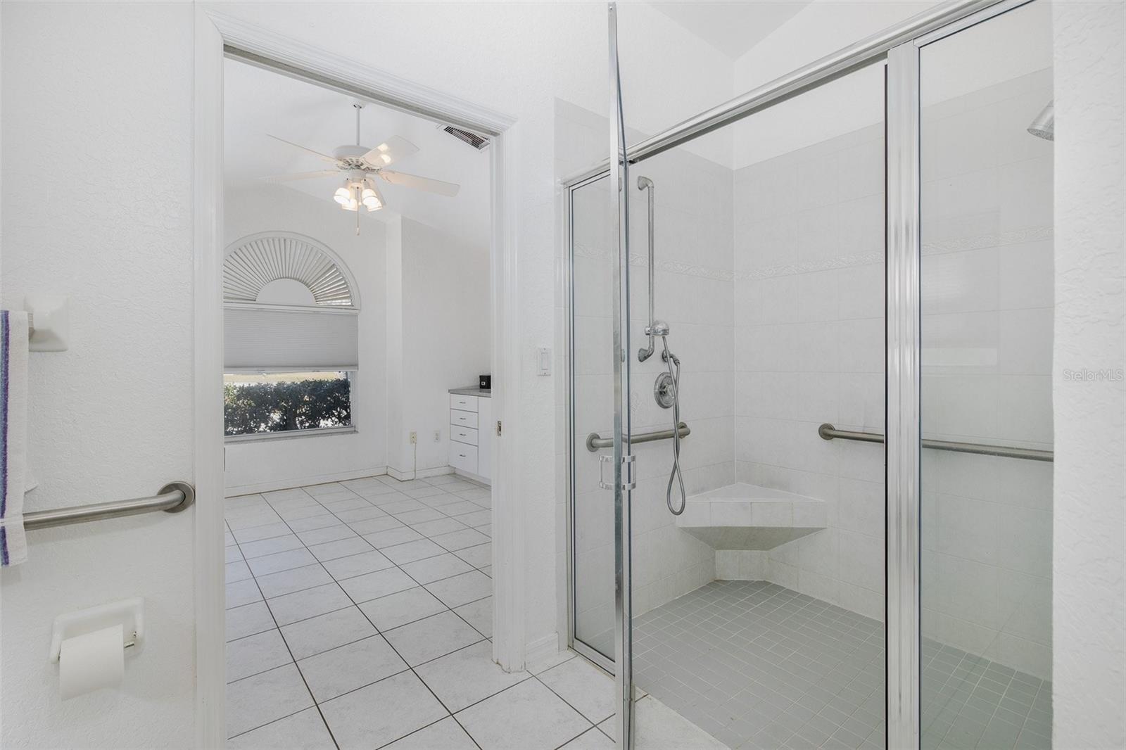 Primary bath ADA compliant roll in shower