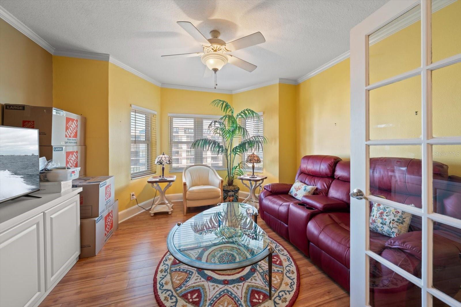 Den/office with French doors and views of the intracoastal