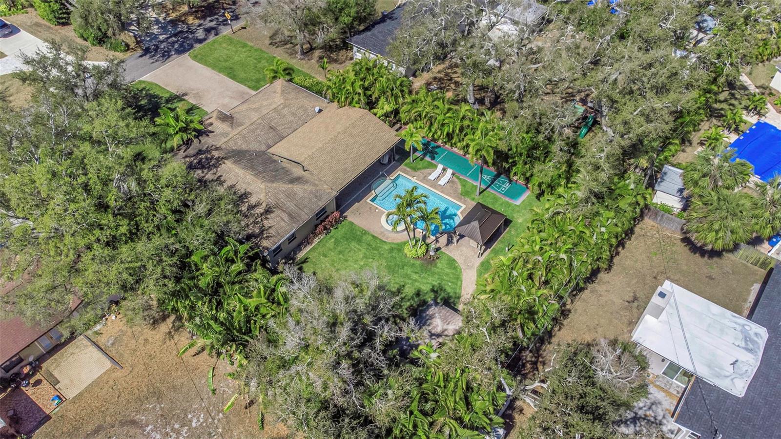 Surrounded by swaying Palms.